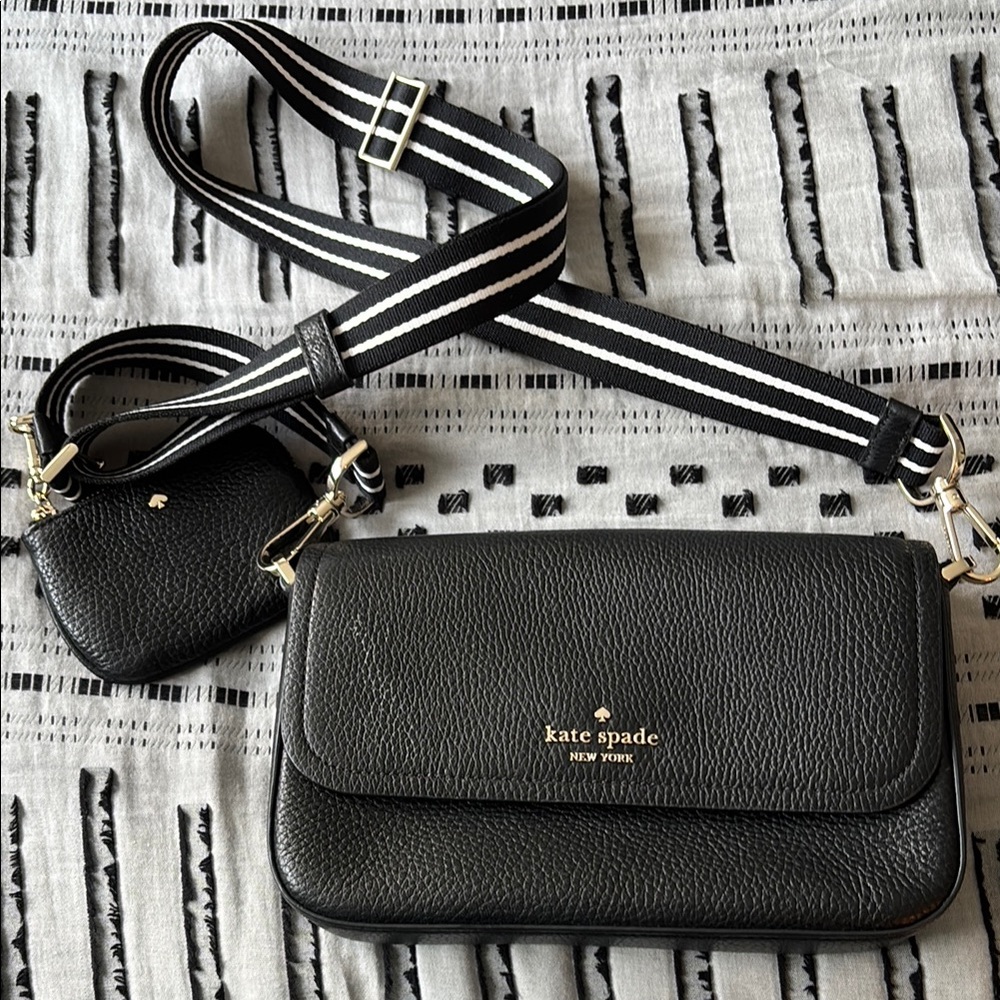 Kate Spade Black Textured Crossbody Bag